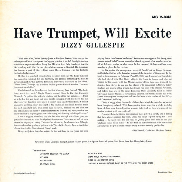 Dizzy Gillespie ~ Have Trumpet, Will Excite! (Vinyl) - Djungel & Jazz