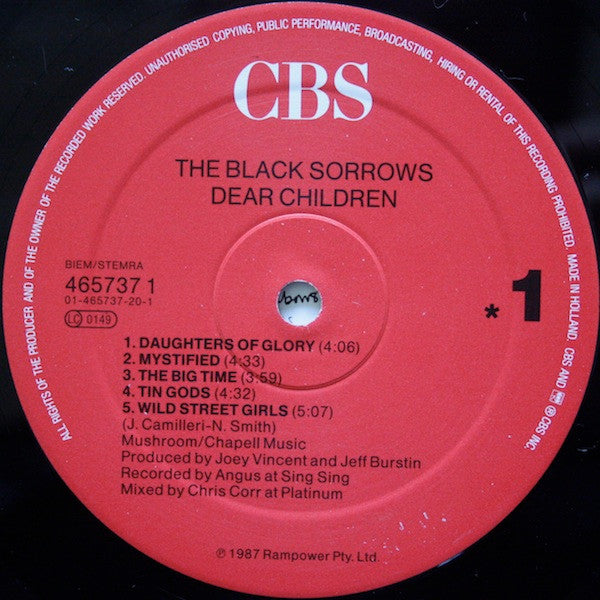 The Black Sorrows ~ Dear Children (Vinyl) - Djungel & Jazz