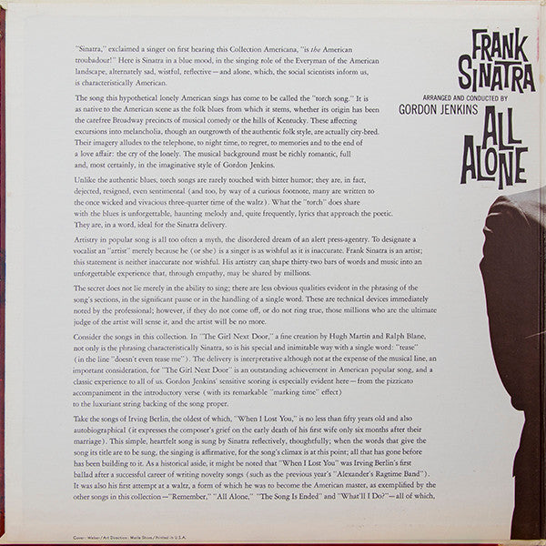 Frank Sinatra ~ All Alone (Vinyl) - Djungel & Jazz