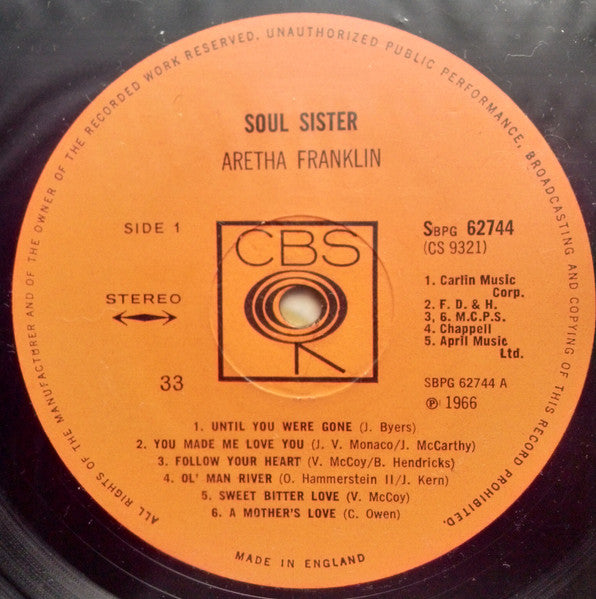 Aretha Franklin ~ Soul Sister (Vinyl) - Djungel & Jazz