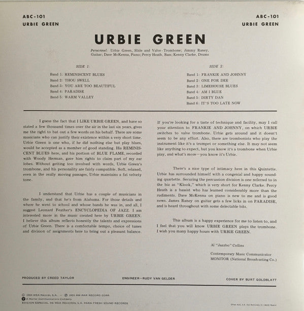 Urbie Green ~ Blues And Other Shades Of Green (Vinyl) - Djungel & Jazz