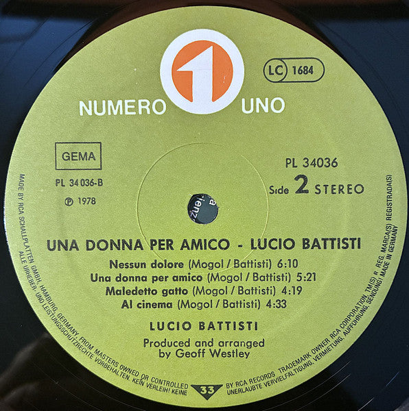 Lucio Battisti : Una Donna Per Amico (LP, Album)