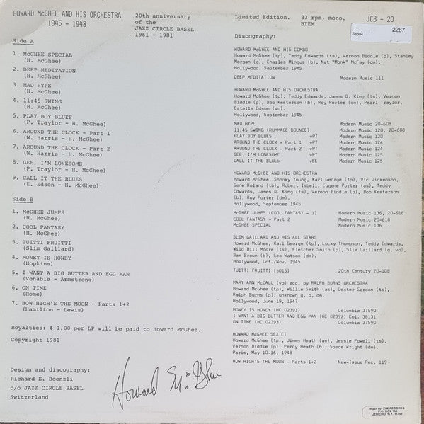 Howard McGhee : McGhee Special (LP, Comp, Mono, Ltd)