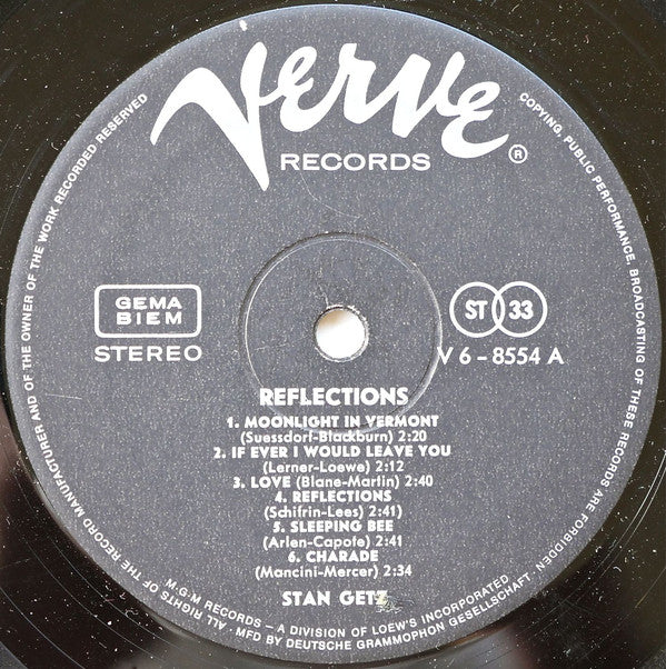 Stan Getz ~ Reflections (Vinyl) - Djungel & Jazz