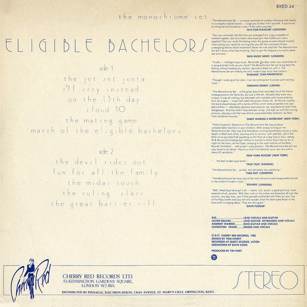 The Monochrome Set ~ Eligible Bachelors (Vinyl) - Djungel & Jazz