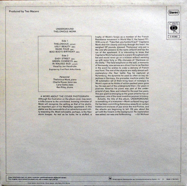 Thelonious Monk : Underground (LP, Album)