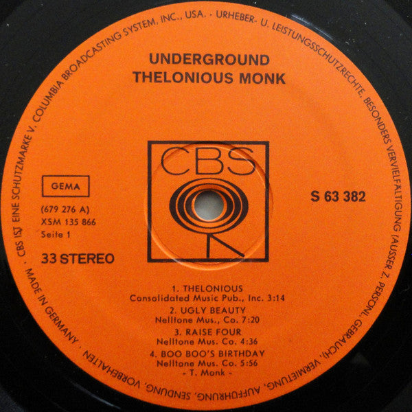 Thelonious Monk : Underground (LP, Album)