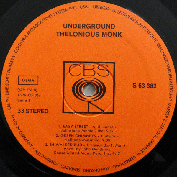 Thelonious Monk : Underground (LP, Album)