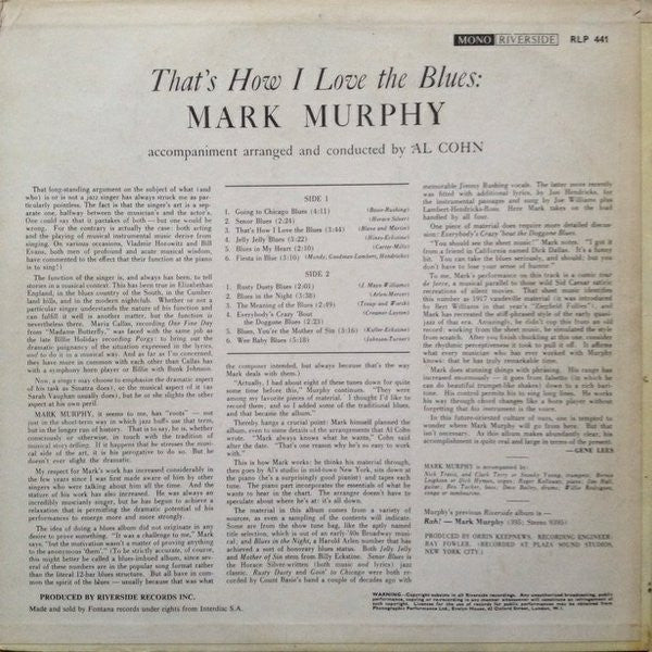 Mark Murphy ~ That's How I Love The Blues (Vinyl) - Djungel & Jazz