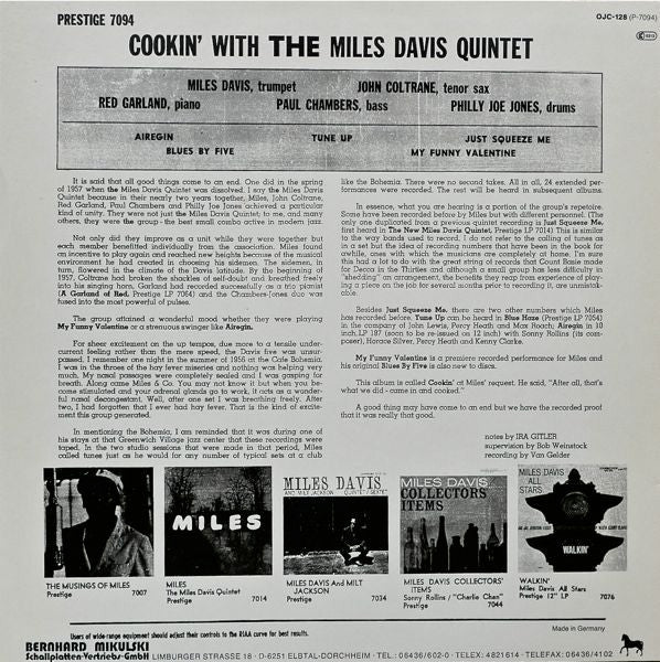 The Miles Davis Quintet : Cookin' With The Miles Davis Quintet (LP, Album, RE)