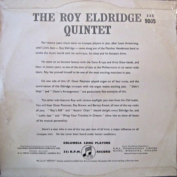 The Roy Eldridge Quintet ~ The Roy Eldridge Quintet (Vinyl) - Djungel & Jazz