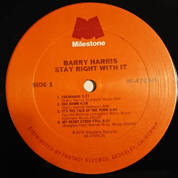 Barry Harris  ~ Stay Right With It (Vinyl) - Djungel & Jazz