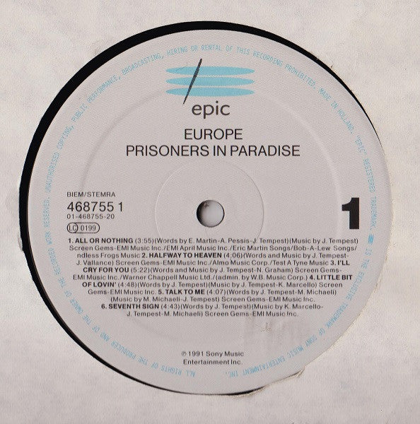 Europe  ~ Prisoners In Paradise (Vinyl) - Djungel & Jazz