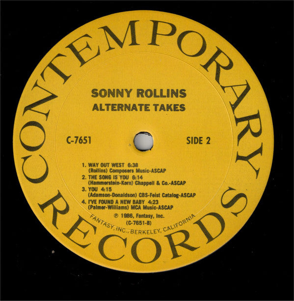 Sonny Rollins ~ Contemporary Alternate Takes (Vinyl) - Djungel & Jazz