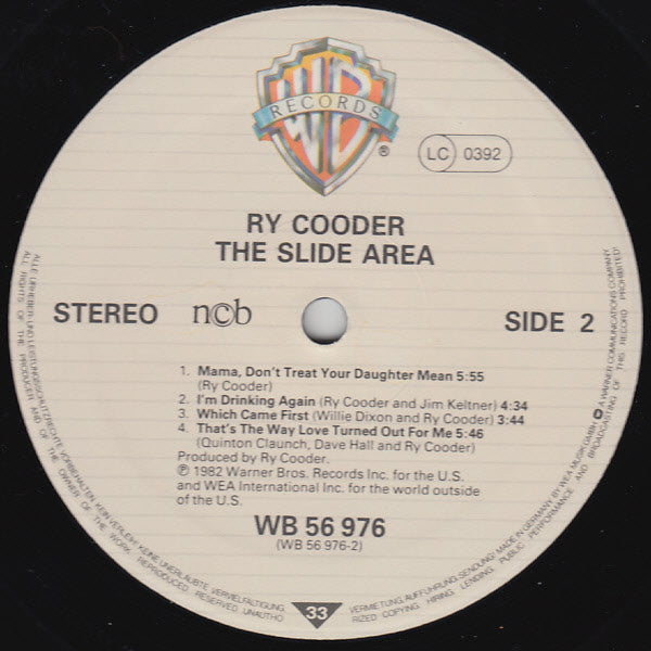 Ry Cooder ~ The Slide Area (Vinyl) - Djungel & Jazz