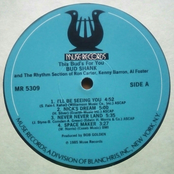 Bud Shank And The Rhythm Section Of Ron Carter, Kenny Barron, Al Foster ~ This Bud's For You... (Vinyl) - Djungel & Jazz