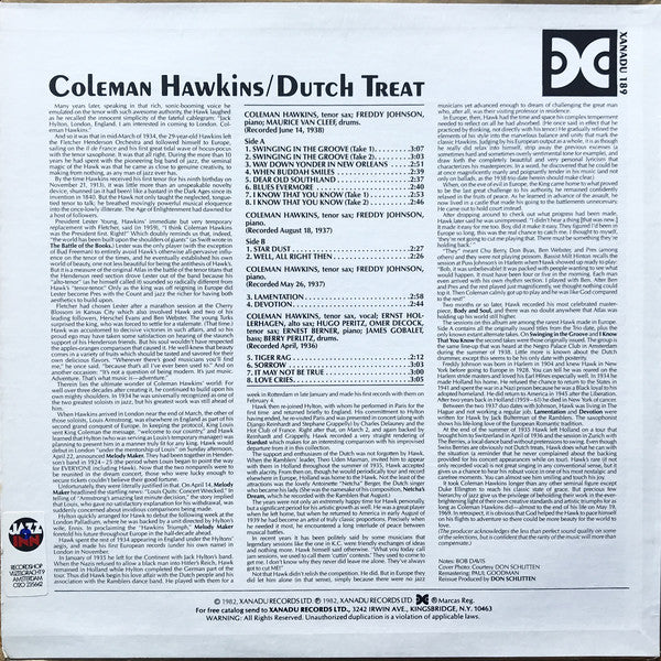 Coleman Hawkins : Dutch Treat (LP, Comp, Mono)