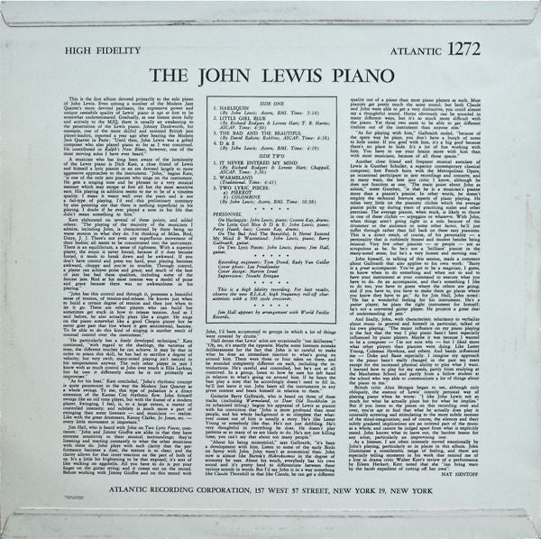 John Lewis  ~ The John Lewis Piano (Vinyl) - Djungel & Jazz