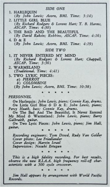 John Lewis  ~ The John Lewis Piano (Vinyl) - Djungel & Jazz