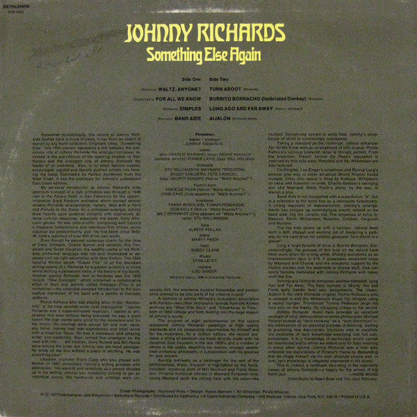 Johnny Richards ~ Something Else Again (Vinyl) - Djungel & Jazz