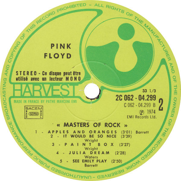 Pink Floyd : Masters Of Rock (LP, Comp)