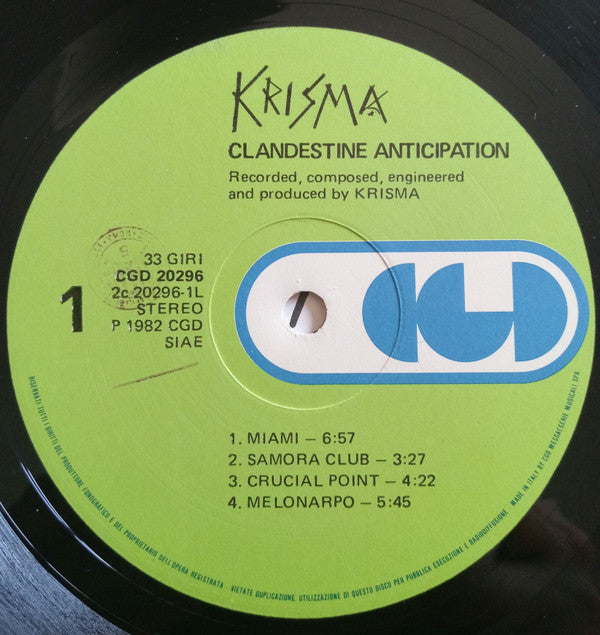 Krisma : Clandestine Anticipation (LP, Album, Ltd)