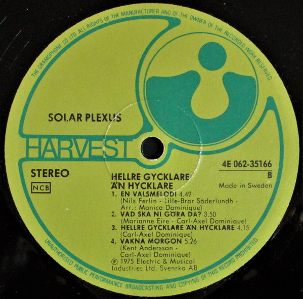 Solar Plexus  ~ Hellre Gycklare Än Hycklare (Vinyl) - Djungel & Jazz