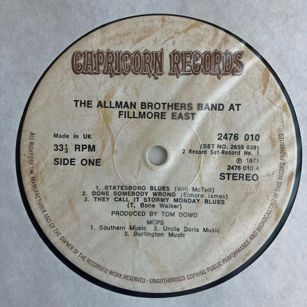 The Allman Brothers Band ~ The Allman Brothers Band At Fillmore East (Vinyl) - Djungel & Jazz