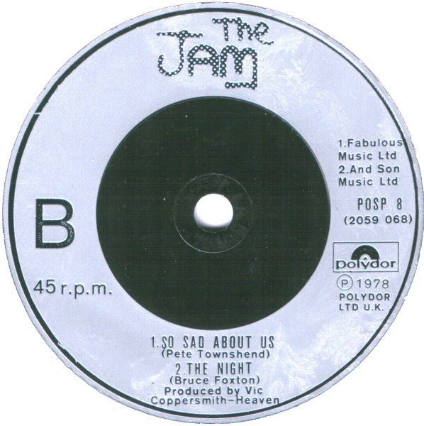 The Jam : Down In The Tube Station At Midnight (7", Single)