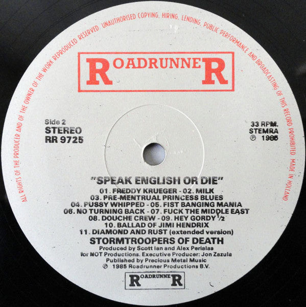 S.O.D.: Stormtroopers Of Death ~ Speak English Or Die (Vinyl) - Djungel & Jazz