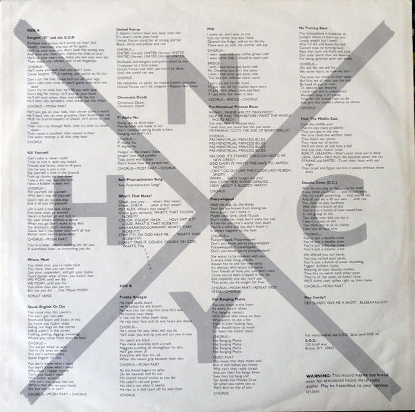 S.O.D.: Stormtroopers Of Death ~ Speak English Or Die (Vinyl) - Djungel & Jazz