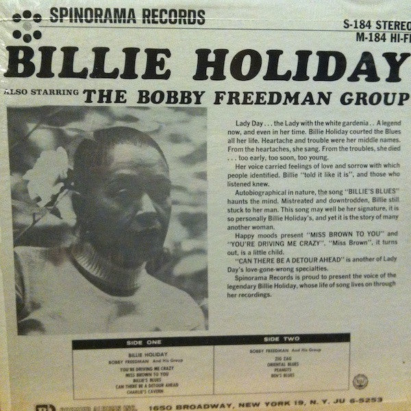Billie Holiday Also Starring The Bobby Freedman Group ~ Misty & Blue (Vinyl) - Djungel & Jazz