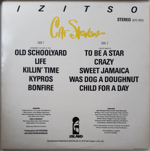 Cat Stevens ~ Izitso (Vinyl) - Djungel & Jazz