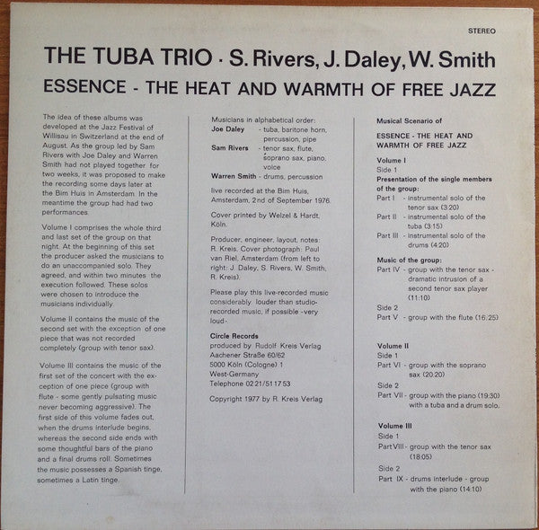 The Tuba Trio ~ Essence - The Heat And Warmth Of Free Jazz Vol. I (Vinyl) - Djungel & Jazz