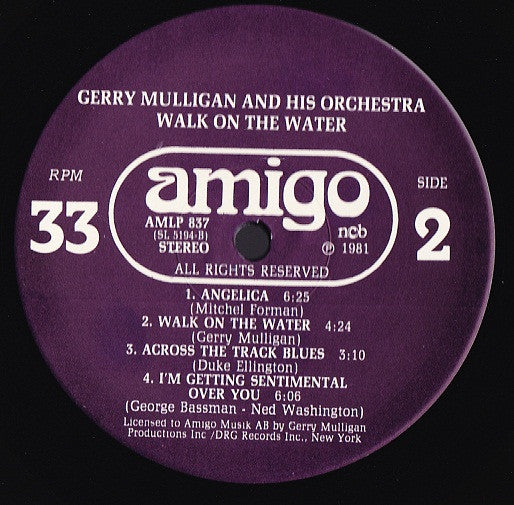 Gerry Mulligan And His Orchestra ~ Walk On The Water (Vinyl) - Djungel & Jazz