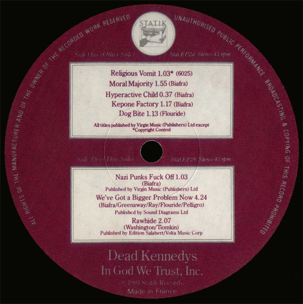 Dead Kennedys ~ In God We Trust, Inc. (Vinyl) - Djungel & Jazz