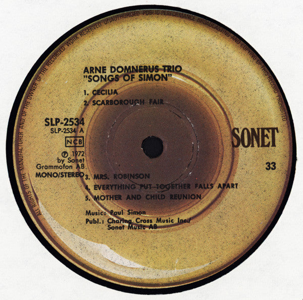 Arne Domnérus 3 ~ Songs Of Simon (Vinyl) - Djungel & Jazz