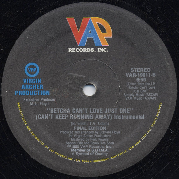 Final Edition : Betcha Can't Love Just One (Can't Keep Running Away) (12", Single)