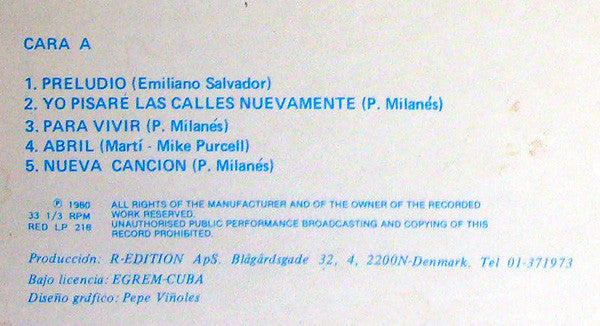 Pablo Milanés : Canta A La Resistencia Popular Chilena (LP, Album)