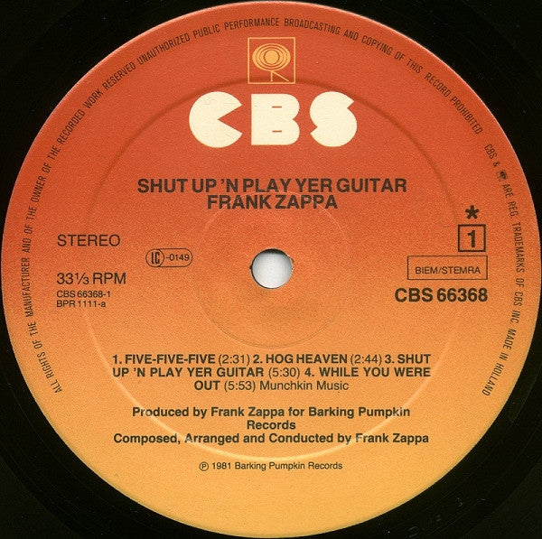 Frank Zappa ~ Shut Up 'N Play Yer Guitar (Vinyl) - Djungel & Jazz