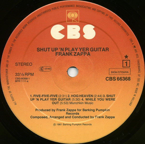 Zappa ~ Shut Up N Play Yer Guitar (Vinyl) - Djungel & Jazz