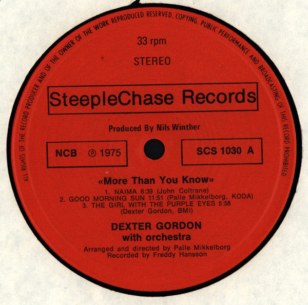 Dexter Gordon & Orchestra ~ More Than You Know (Vinyl) - Djungel & Jazz