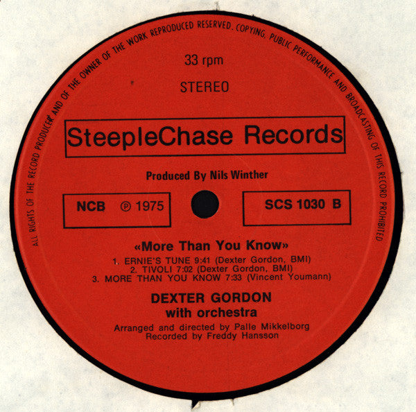 Dexter Gordon & Orchestra ~ More Than You Know (Vinyl) - Djungel & Jazz
