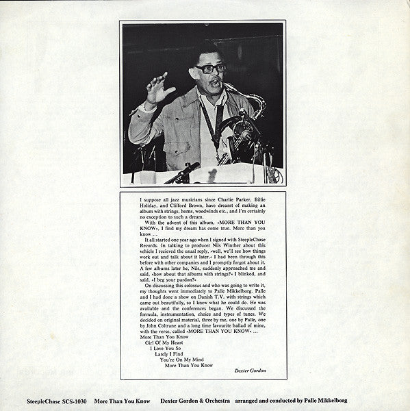 Dexter Gordon & Orchestra ~ More Than You Know (Vinyl) - Djungel & Jazz