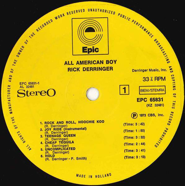 Rick Derringer ~ All American Boy (Vinyl) - Djungel & Jazz