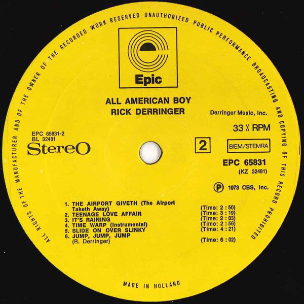 Rick Derringer ~ All American Boy (Vinyl) - Djungel & Jazz
