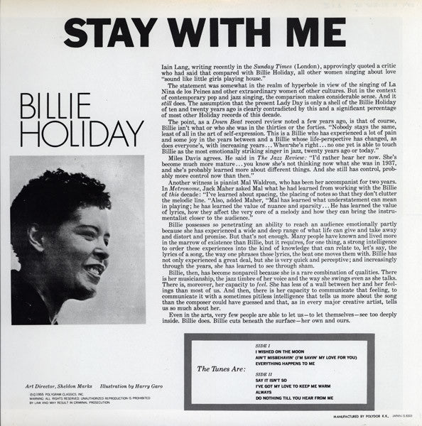 Billie Holiday ~ Stay With Me (Vinyl) - Djungel & Jazz