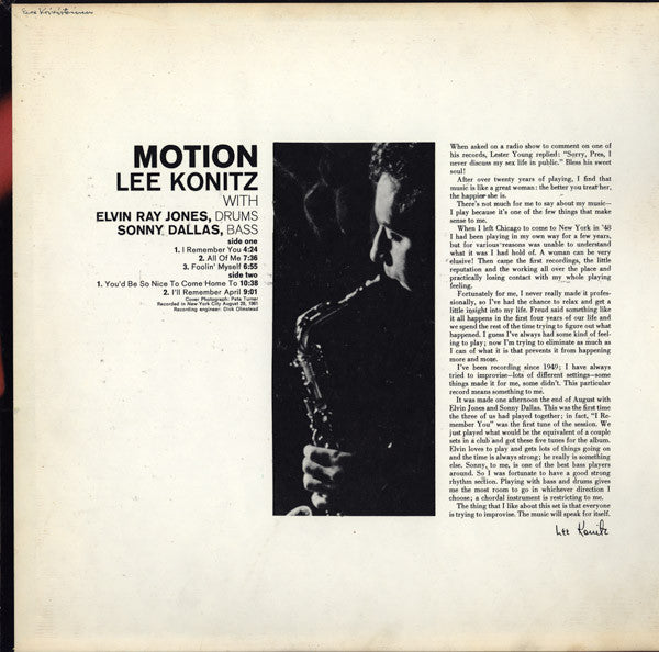 Lee Konitz ~ Motion (Vinyl) - Djungel & Jazz