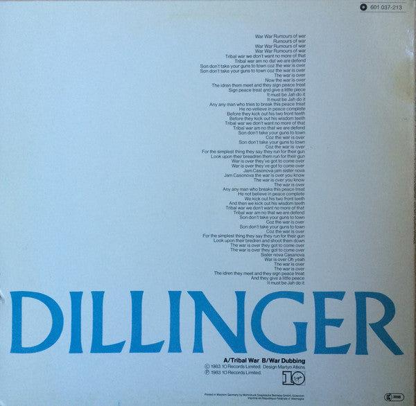 Dillinger ~ Tribal War / War Dubbing (Vinyl) - Djungel & Jazz