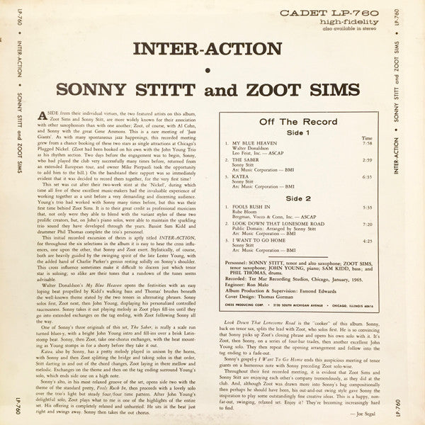 Sonny Stitt & Zoot Sims ~ Inter-Action (Vinyl) - Djungel & Jazz